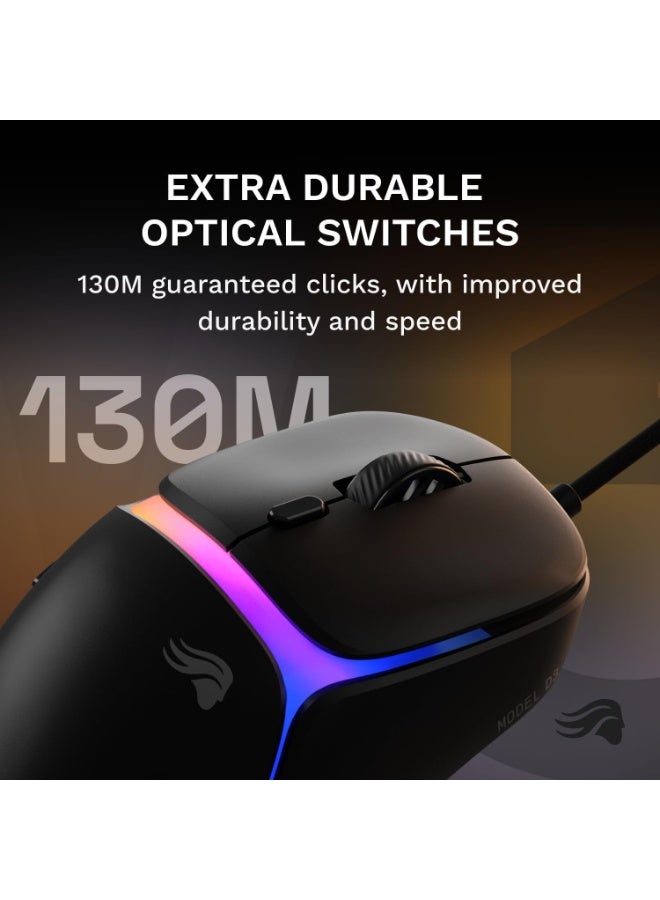 Glorious Gaming Model D3 Wired Gaming Mouse - Ultralight 57g Weight, 130M Click Optical Switches, 30K DPI BAMF 3.0 Sensor, 750 IPS Tracking, 50G Acceleration, Supports All Grip Types - Black - Image 4