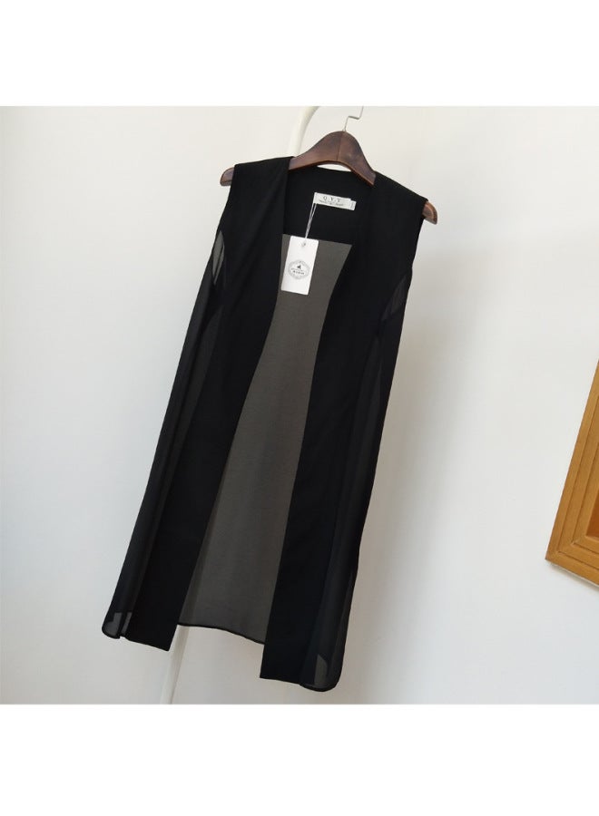 Summer New Style Slightly Fashionable All-match Vest For Girls Korean Style Chiffon Split Vest For Women 