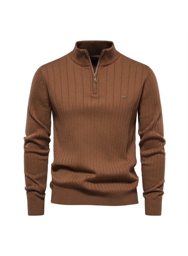 Autumn Winter Stand-Collar Sweater Men Zipper Knit Pullovers Thick Cotton Knitwear Man Warm Jumpers Casual Sweaters Man Clothes  - Image 1