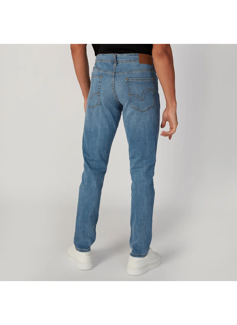 Lee Cooper Slim Fit Plain Mid Waist Jeans with Pocket Detail
