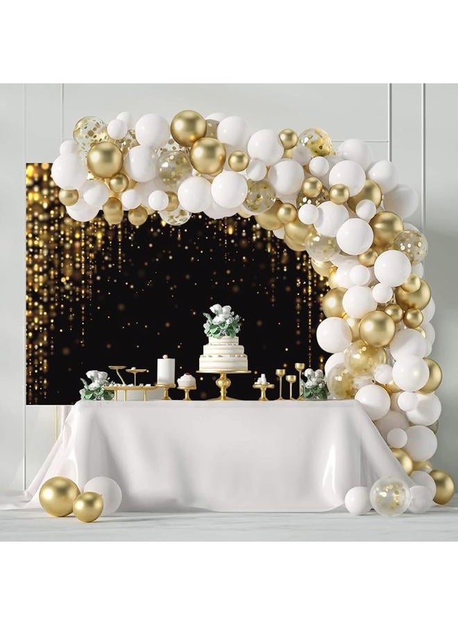 Mocsicka خلفية سوداء وذهبية 7x5 قدم زينة حفلات سوداء وذهبية خلفية تصوير زينة حفلات عيد الميلاد ورأس السنة خلفية لزينة كشك الصور - Image 5