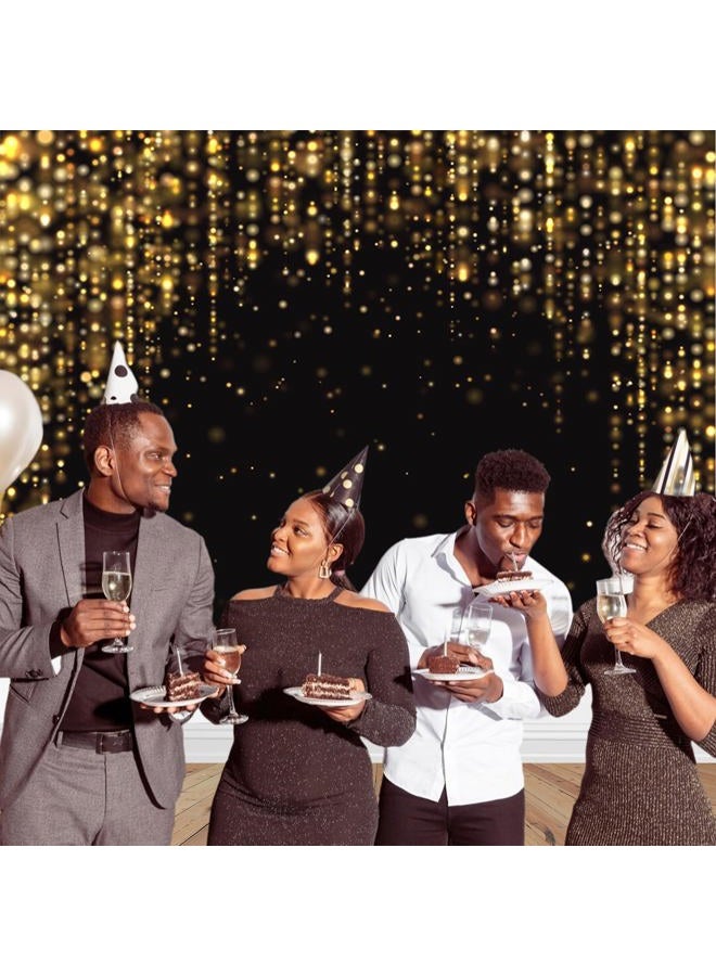 Mocsicka خلفية سوداء وذهبية 7x5 قدم زينة حفلات سوداء وذهبية خلفية تصوير زينة حفلات عيد الميلاد ورأس السنة خلفية لزينة كشك الصور - Image 3