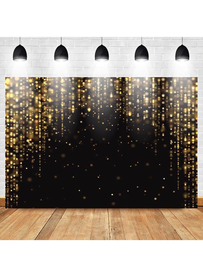 Mocsicka خلفية سوداء وذهبية 7x5 قدم زينة حفلات سوداء وذهبية خلفية تصوير زينة حفلات عيد الميلاد ورأس السنة خلفية لزينة كشك الصور - Image 2