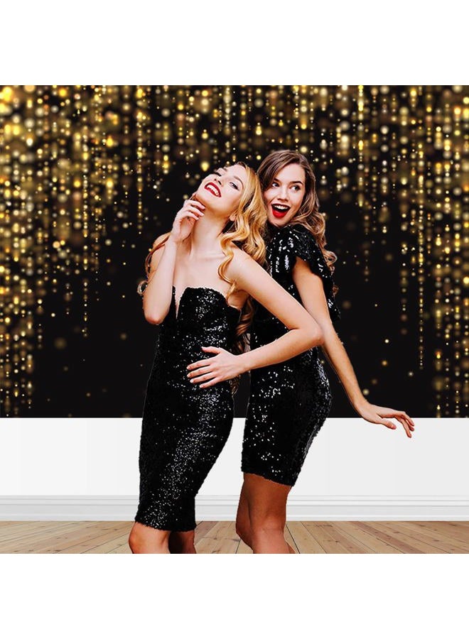 Mocsicka خلفية سوداء وذهبية 7x5 قدم زينة حفلات سوداء وذهبية خلفية تصوير زينة حفلات عيد الميلاد ورأس السنة خلفية لزينة كشك الصور - Image 4