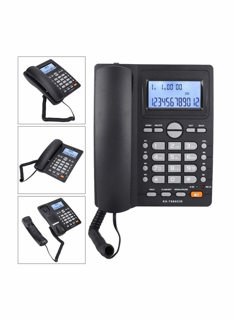 Generic - Corded Phone, Dual-port Extension Set Corded Telephone with Caller ID Display and Speaker Phone Large Buttons Landline Phone for Office Business LCD Contrast Adjustable Backlight Display (black) - Image 1