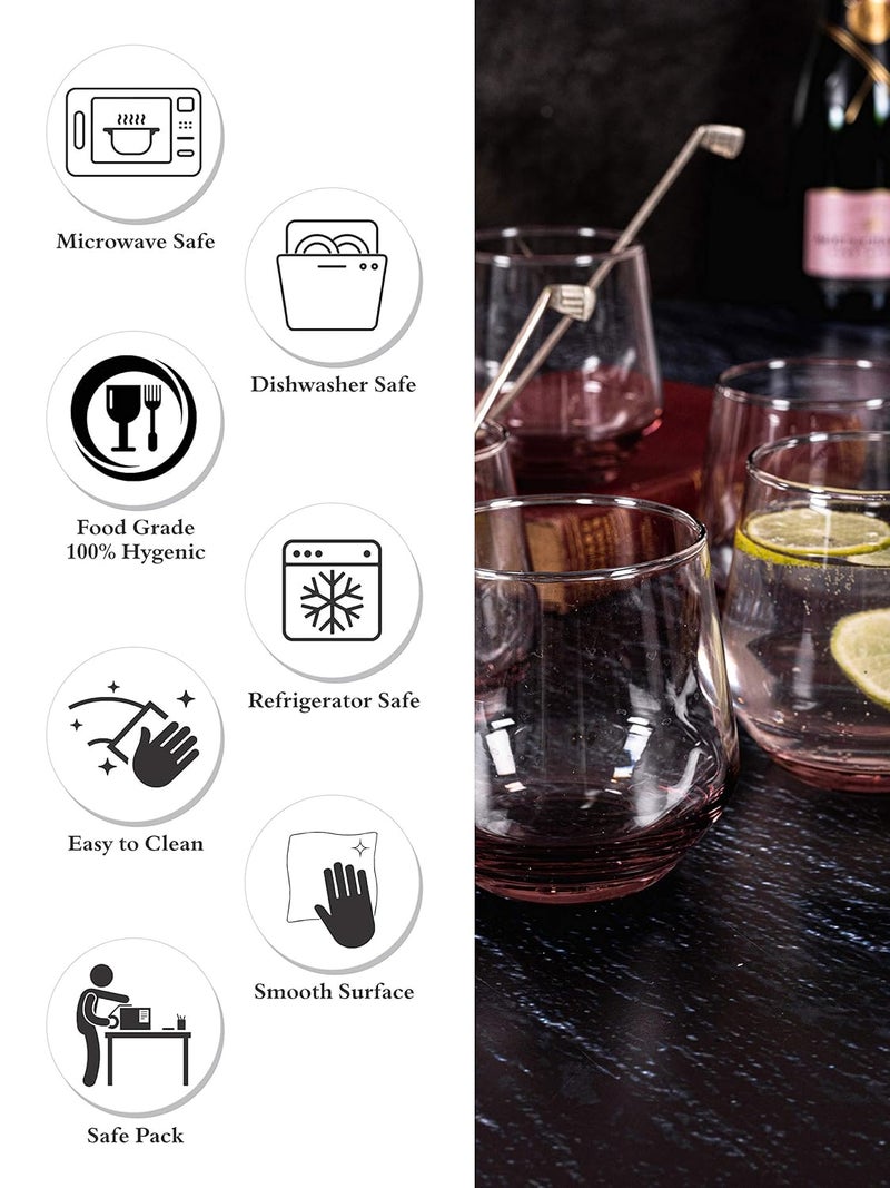 Goodhomes Juice Cold Drink Dark Red Color Glass Set of 6 Pieces 360 ML - Image 5