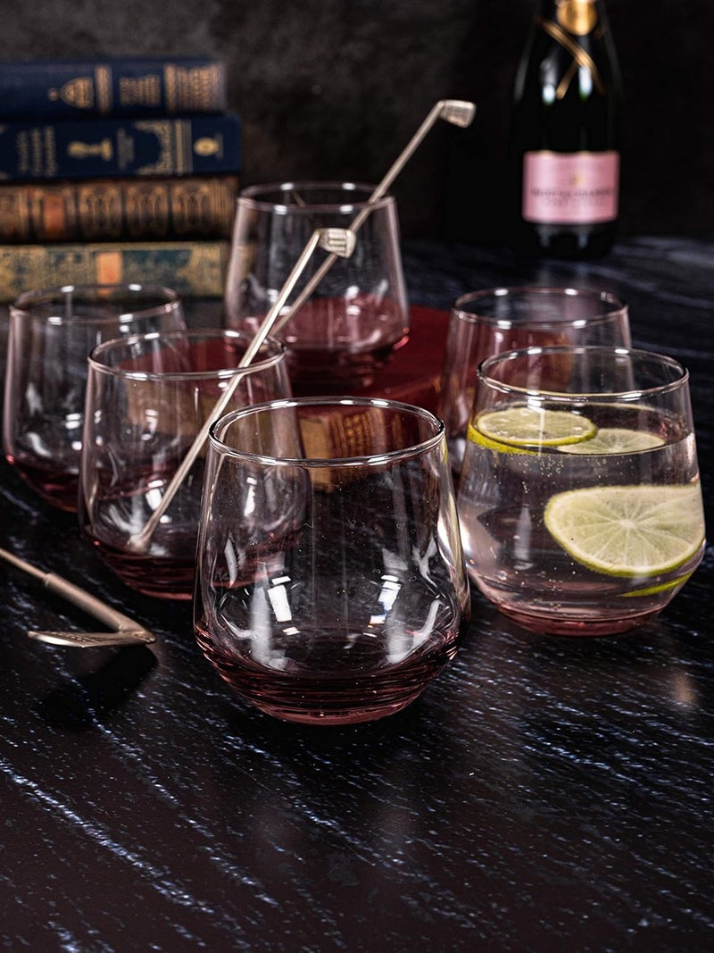 Goodhomes Juice Cold Drink Dark Red Color Glass Set of 6 Pieces 360 ML - Image 1