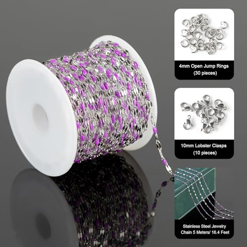 UMAOKANG 16.4 Feet Chains for Making Jewelry Stainless Steel Chain Roll with Jump Rings and Lobster Clasps Women Necklace Bracelet DIY Jewelry Findings - Image 2
