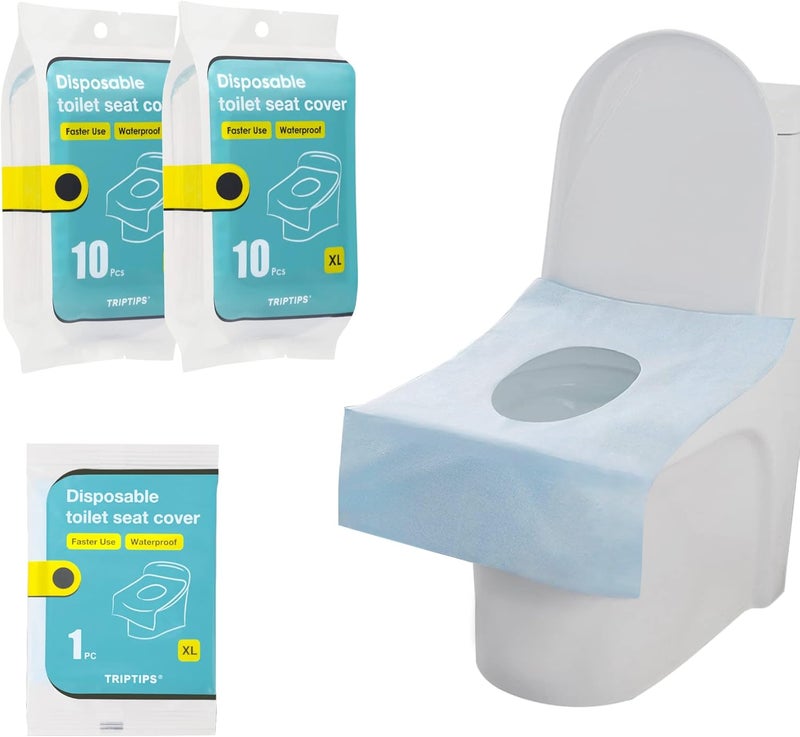 TRIPTIPS Toilet Seat Covers Disposable Travel Pack 20 count｜Faster use-Sticker free｜Waterproof｜XL Disposable Toilet Seat Cover for Adults and Kids, Individually for Public Restroom/Airplane - Image 1