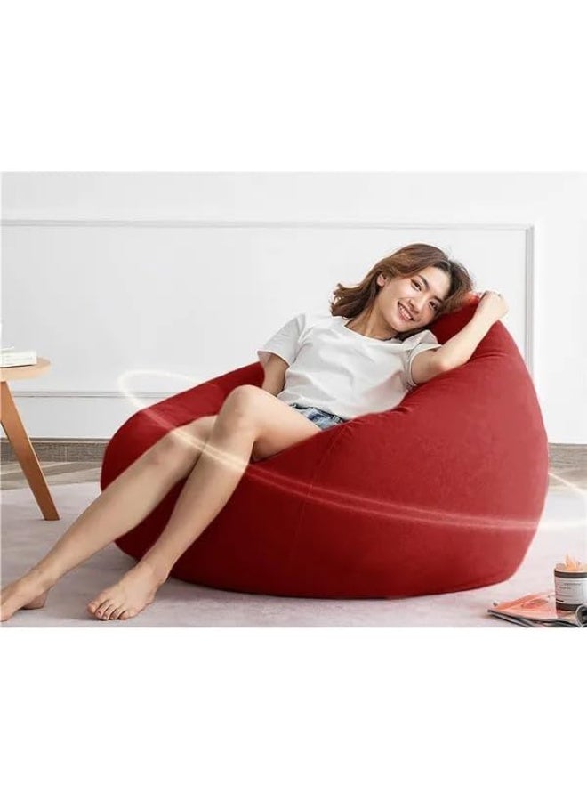 Harmony Home Classic Bean Bag Chair | Round Linen Fabric Bean Bag with Polystyrene Beads | Soft, Durable & Lightweight Seating for Home, Lounge, Bedroom & Living Room (XL Size, Red) - Image 1