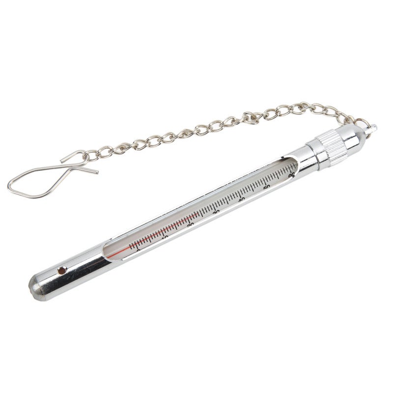Fishing Thermometer: Compact Shape With Pocket Clip & Chain, Sturdy Metal Casing - Stream Water Temperature Measurement Tool for Fly Fishing In Streams And Rivers - Image 1