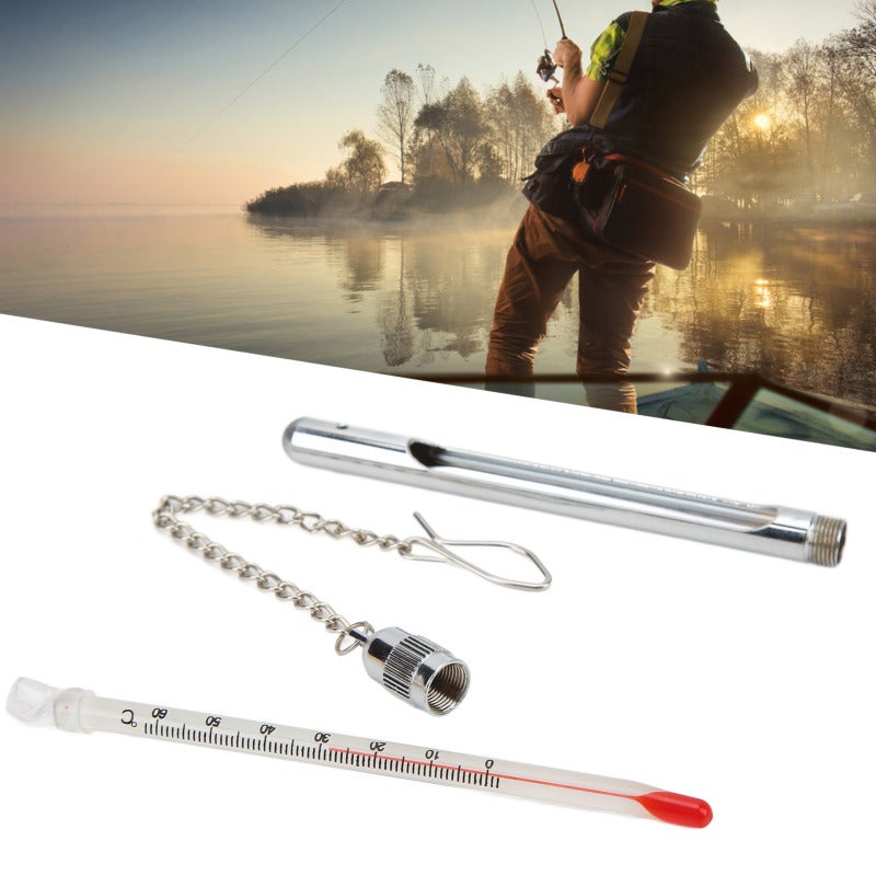 Fishing Thermometer: Compact Shape With Pocket Clip & Chain, Sturdy Metal Casing - Stream Water Temperature Measurement Tool for Fly Fishing In Streams And Rivers - Image 2