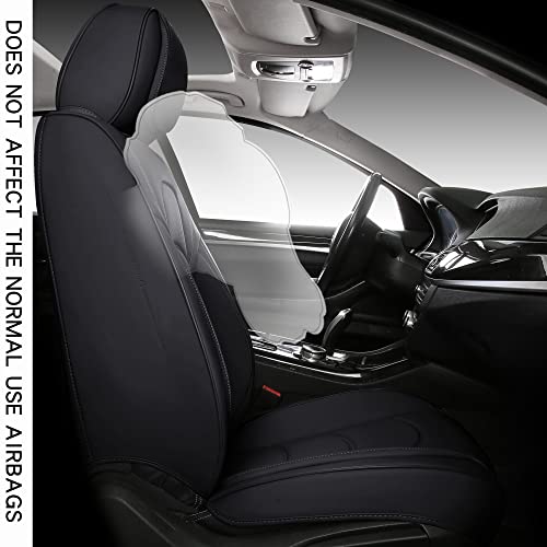 NS YOLO Full Coverage Car Seat Covers Universal Fit for Cars SUVs Pick-up Trucks with Waterproof Leatherette in Automotive Vehicle Interior Accessories (Black, Front Pair) - Image 2