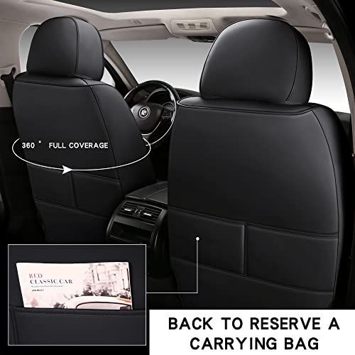 NS YOLO Full Coverage Car Seat Covers Universal Fit for Cars SUVs Pick-up Trucks with Waterproof Leatherette in Automotive Vehicle Interior Accessories (Black, Front Pair) - Image 3