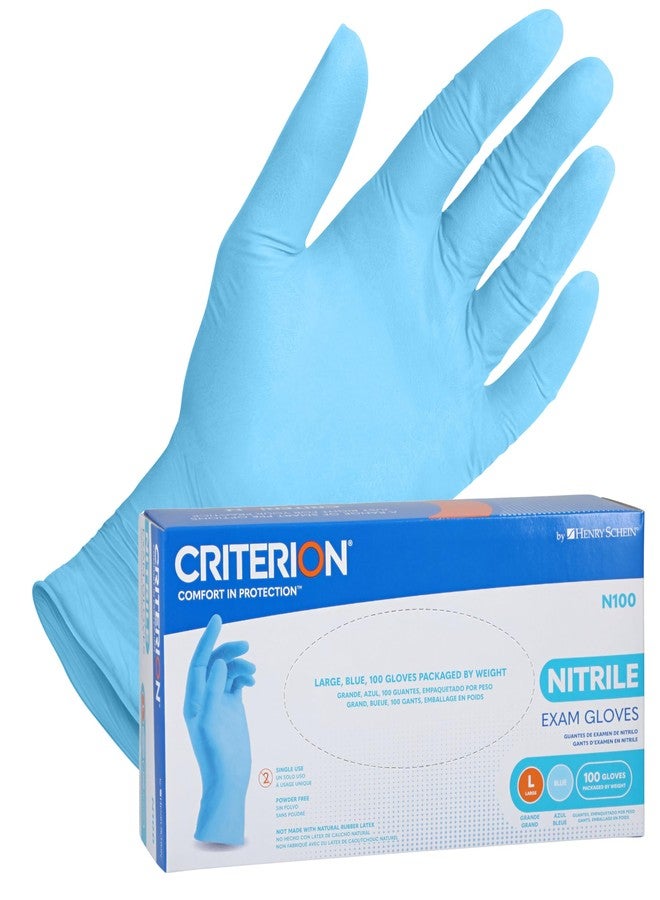 Henry Schein Criterion N100 Nitrile Gloves - X-Large, Blue, 90/Box - Chemo Tested, Latex-Free, 3.54 Mil Finger Thickness, Textured Fingers, Beaded Cuff, Non-Sterile, Disposable - Image 1