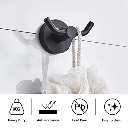 MARMOLUX ACC - Black Bathroom Hooks for Towels | Modern Black Hooks, Double Robe & Towel Hooks Ideal as Bathroom Towel Holder, Shower Wall, Kitchen Hand Towel Holder - Shower Hook - Image 2