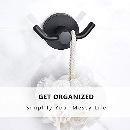 MARMOLUX ACC - Black Bathroom Hooks for Towels | Modern Black Hooks, Double Robe & Towel Hooks Ideal as Bathroom Towel Holder, Shower Wall, Kitchen Hand Towel Holder - Shower Hook - Image 3