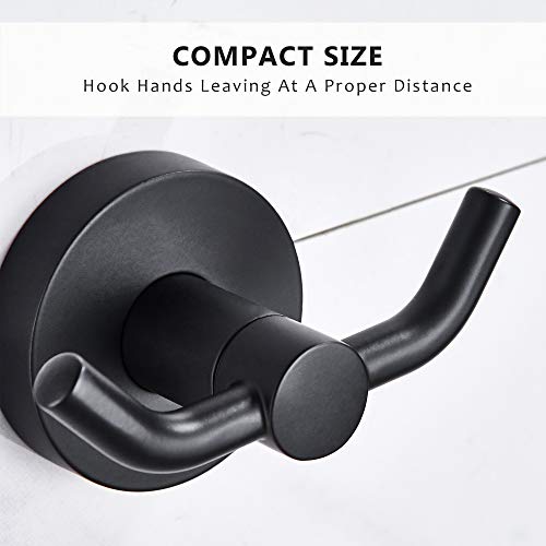 MARMOLUX ACC - Black Bathroom Hooks for Towels | Modern Black Hooks, Double Robe & Towel Hooks Ideal as Bathroom Towel Holder, Shower Wall, Kitchen Hand Towel Holder - Shower Hook - Image 4