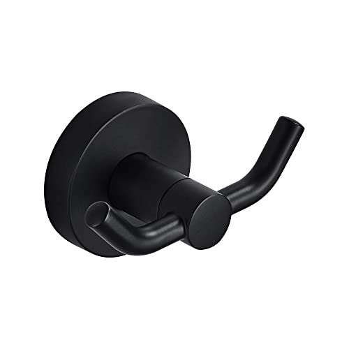 MARMOLUX ACC - Black Bathroom Hooks for Towels | Modern Black Hooks, Double Robe & Towel Hooks Ideal as Bathroom Towel Holder, Shower Wall, Kitchen Hand Towel Holder - Shower Hook - Image 1