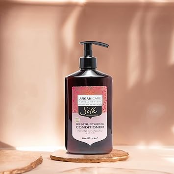 Arganicare Silk Range RESTRUCTURING CONDITIONER Silk Protein Provides lasting protection against breakage Shiny Effect High Hydration All hair types 400mL - Image 2