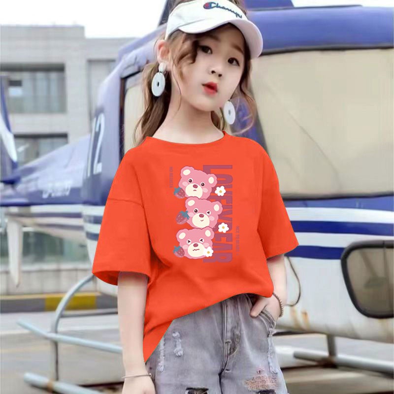 2011#2025 Short-Sleeved T-Shirt For Children And Girls Pure Cotton Half-Sleeved Children'S All-Match Thin Tops Trendy - Image 1