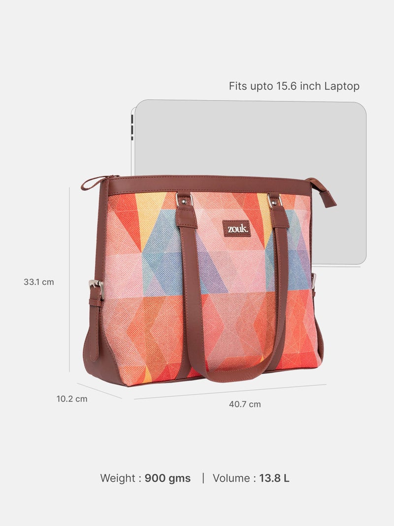 ZOUK Office Bag | Stylish Bags for Office Use | Laptop Bag 15.6 inch | Stylish Tote for Office Use | Purse for Women | Vegan Leather Handbag | Daily & Travel Use | GeoOptics - Image 5