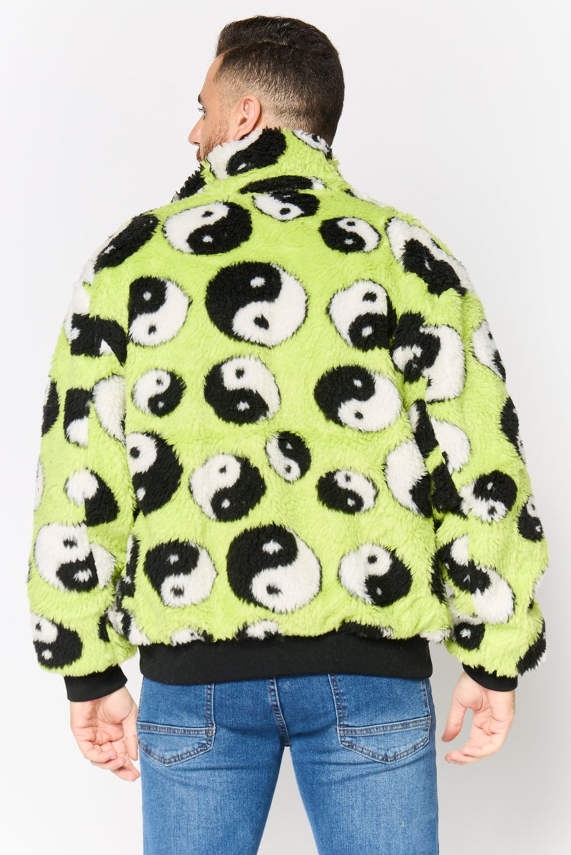 Asos Design Men Allover Print Sherpa Jacket, Multicolor - Image 4