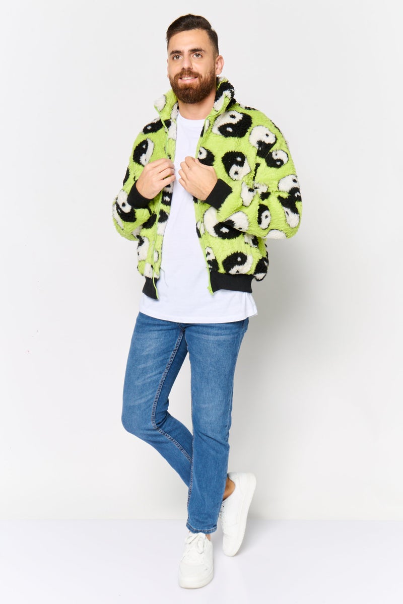 Asos Design Men Allover Print Sherpa Jacket, Multicolor - Image 3