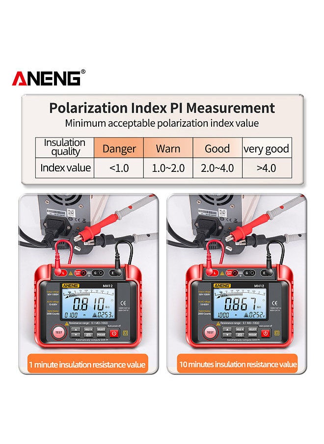 ANENG MH12 Insulation Resistance Tester Shaking Table High Precision Megger Digital Insulation Resistance Meter Voltage Meter