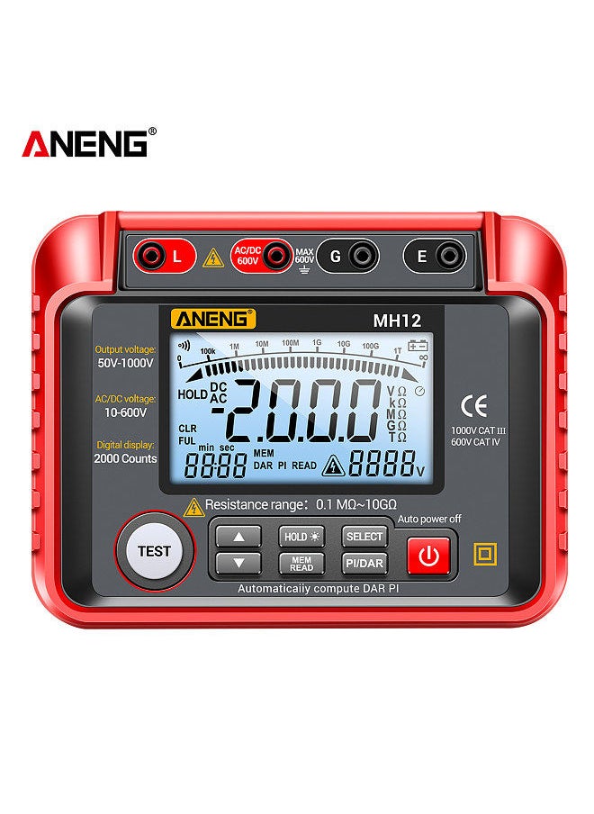 ANENG MH12 Insulation Resistance Tester Shaking Table High Precision Megger Digital Insulation Resistance Meter Voltage Meter
