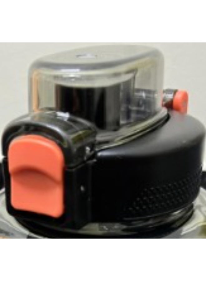 زجاجة مياه رياضية بسعة كبيرة مع يد مريحة وغطاء بفتحة شرب – لون اسود شفاف - Image 3