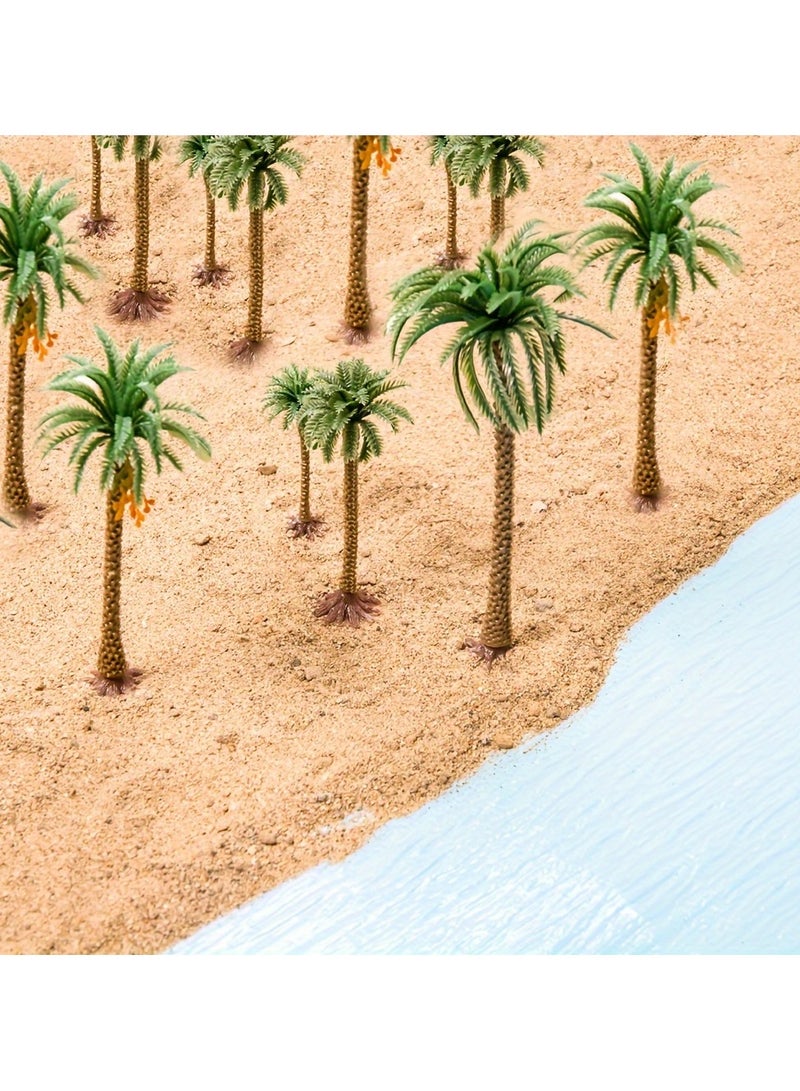AROAQ 4 Scale Model Coconut Trees Set of 4 Palm Trees in 6/9/12/15cm Sizes for Model Making and Beach Scenery - Image 3