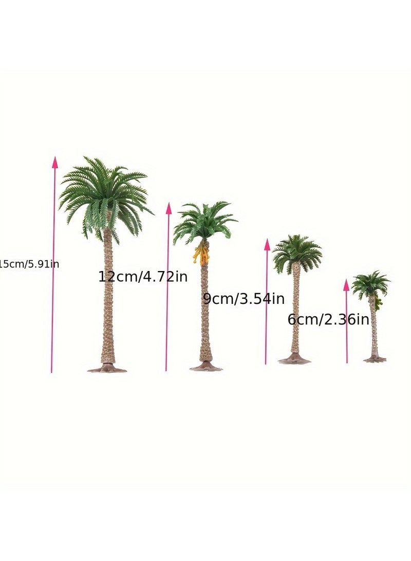 AROAQ 4 Scale Model Coconut Trees Set of 4 Palm Trees in 6/9/12/15cm Sizes for Model Making and Beach Scenery - Image 4