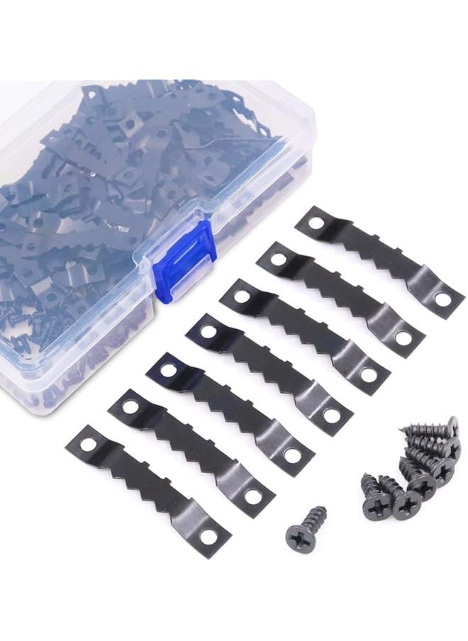 Generic - Generic 120 Pcs Sawtooth Picture Frame Hanging Hangers Double Hole with Screws, for Home Decoration Creative Picture Frame Hanging (Black) - Image 1