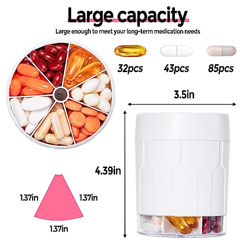 Betife Extra Large Supplement Organizer,Weekly Pill Organizer Bottle, Daily Pill Dispenser with 7 Large Compartments, Organizer to Hold 7 Day Vitamin Medication,21 Labels and a Cleaning Brush（White） - Image 2