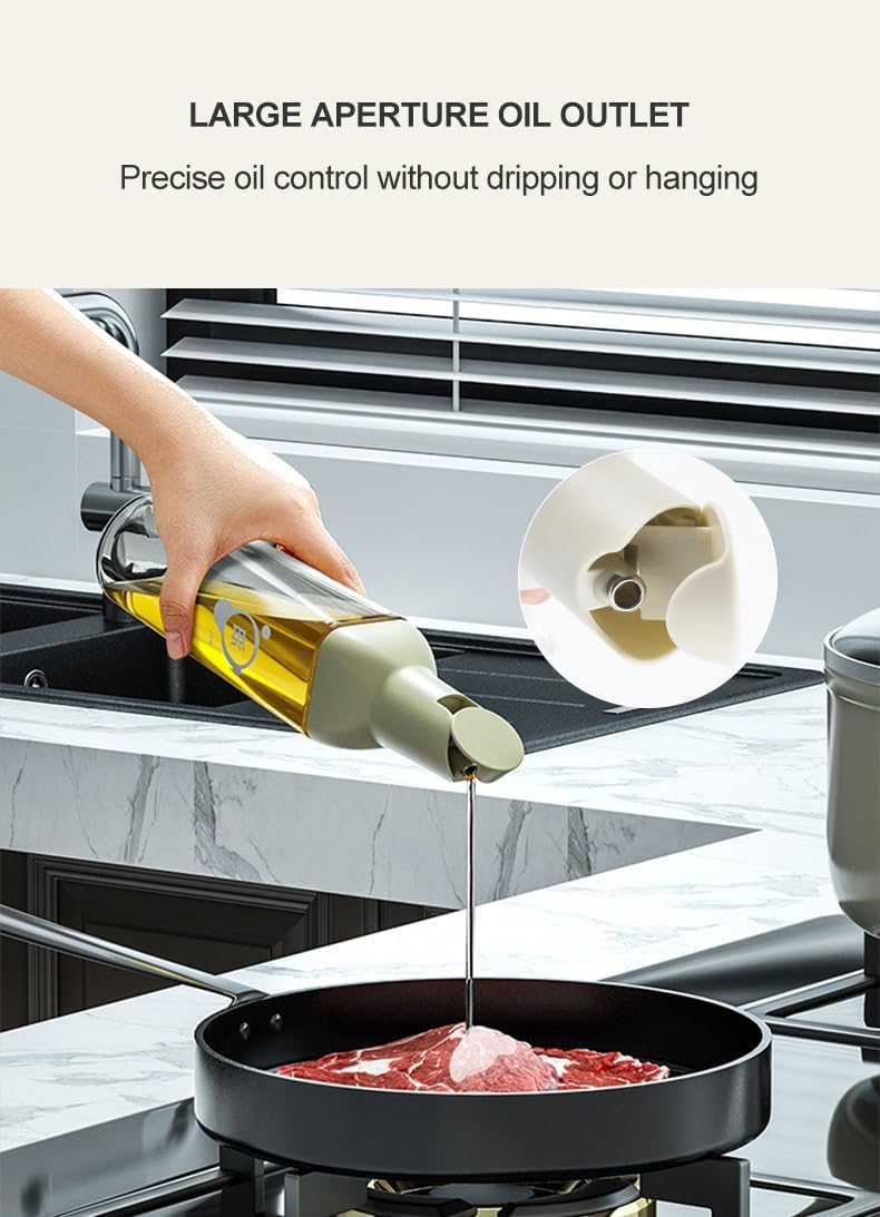 ZURATO Oil Dispenser, Glass Cooking Oil and Vinegar Bottle, Automatic Opening and Closing Edible Oil Pot, Leakproof, Stainless Steel Spout,Transparent Bottle with Auto-Flip Cap (500 ml) (2) - Image 5