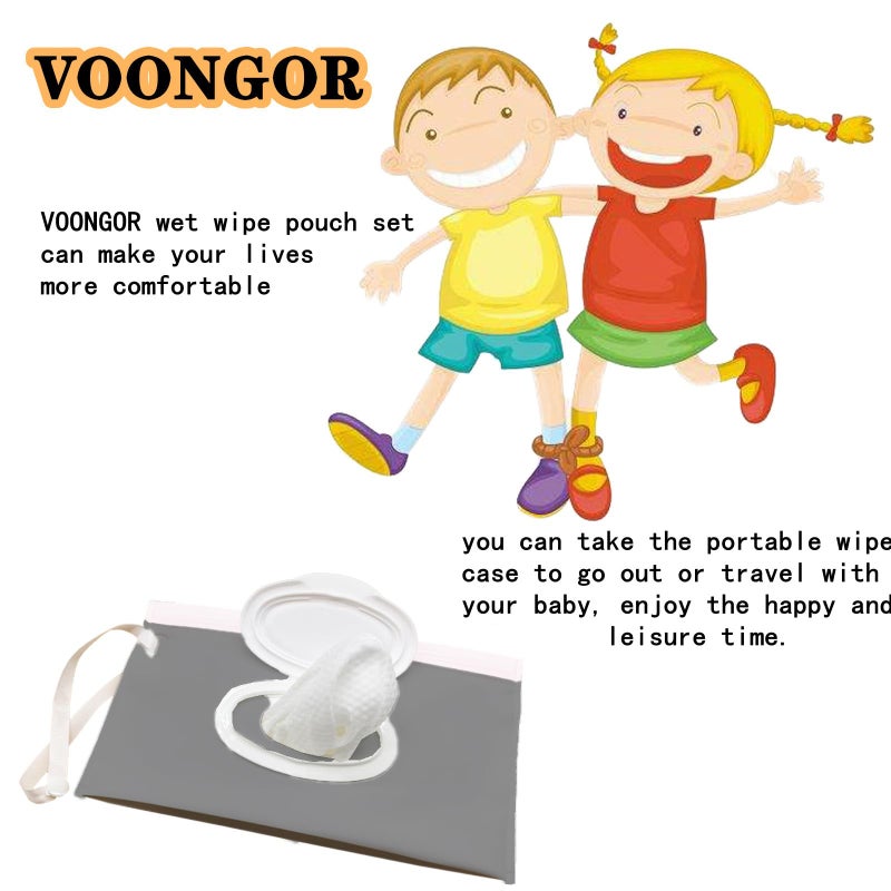 VOONGOR Baby Wet Wipes Pouches, 4 Pcs Baby Wet Wipes Dispensers, Travel Wet Wipes Bags Cases, Reusable Refillable Portable Wipe Carrying Pouches for Baby Adult Teenager - Image 5