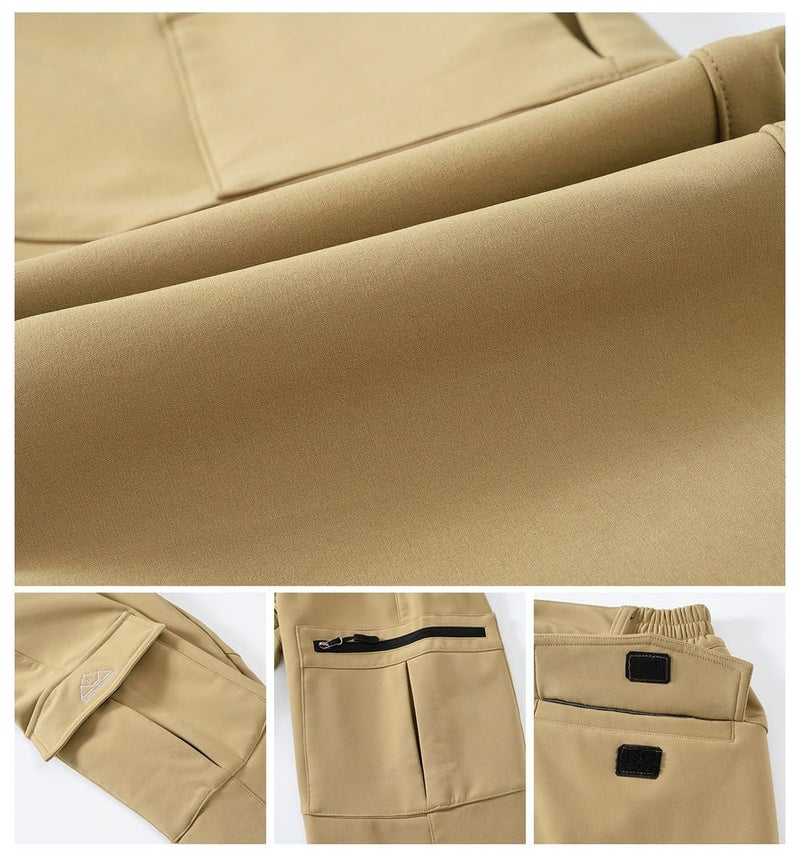 Gopune Women's Windproof Waterproof Sportswear Outdoor Hiking Fleece Pants (Khaki,XL) - Image 5