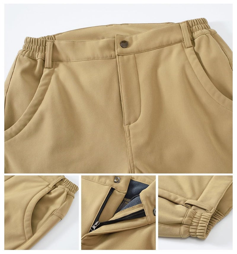 Gopune Women's Windproof Waterproof Sportswear Outdoor Hiking Fleece Pants (Khaki,XL) - Image 4