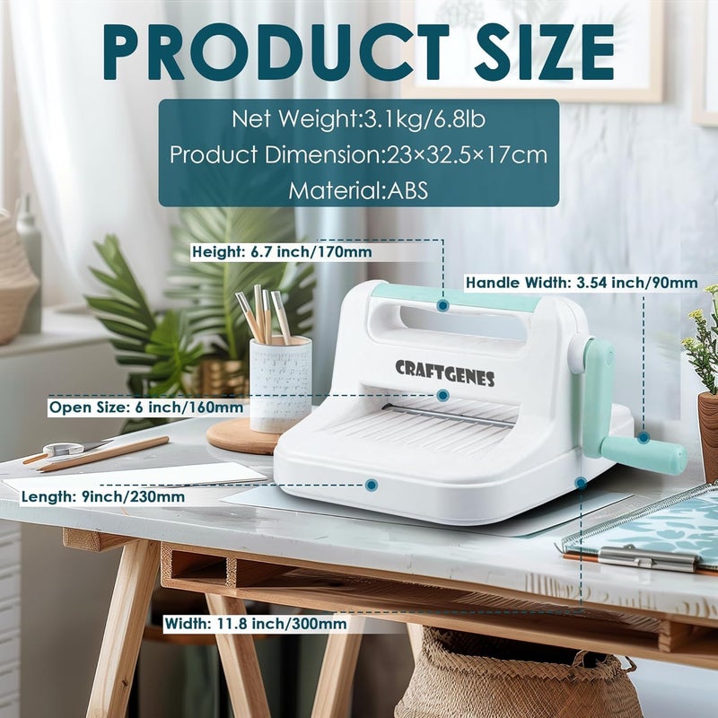 CraftGenes Manual Die Cutting Machine, Embossing Machine 6'' Opening Size for Cardmaking, Scrapbooking, and DIY Crafts â€“ Complete Set with A5 Die Cuts, Embossing Folders, Plates, Clear Stamps - Image 3