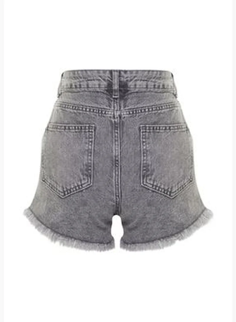 trendyol Gray Denim 100% Cotton Shorts & Bermuda TBESS23SR00030