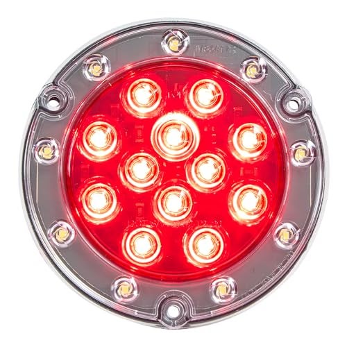 Maxxima M85417R Red LED Ultra Thin Round Hybrid Lightning Stop Turn Tail (STT) Back-Up Light, Flange Mount Reverse Light Compatible for Trailers, Trucks, RVs, Jeep Wranglers - Image 5