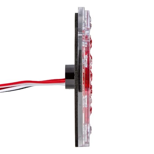 Maxxima M85417R Red LED Ultra Thin Round Hybrid Lightning Stop Turn Tail (STT) Back-Up Light, Flange Mount Reverse Light Compatible for Trailers, Trucks, RVs, Jeep Wranglers - Image 2