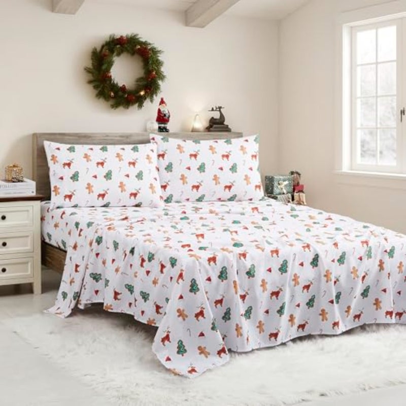Christmas Sheets Size with Built‑in Sheet Straps Cozy Christmas Bedding for Holiday Cheer and Winter Dreams Soft, Snug Sleep for Seasonal Celebrations - Image 1