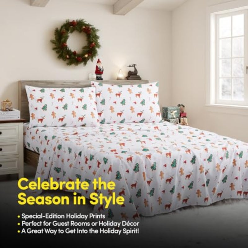 Christmas Sheets Size with Built‑in Sheet Straps Cozy Christmas Bedding for Holiday Cheer and Winter Dreams Soft, Snug Sleep for Seasonal Celebrations - Image 2