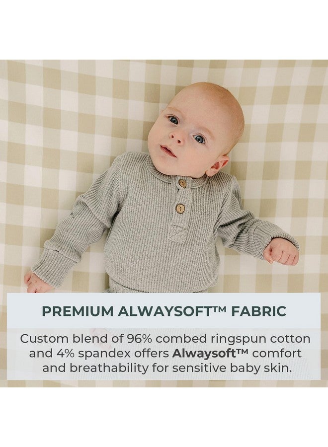 Pobibaby - 2 Pack Premium Changing Pad Cover - Ultra-Soft Jersey Knit, Stylish Ocean Pattern, Safe and Snug for Baby (Gingham Khaki) - Image 1