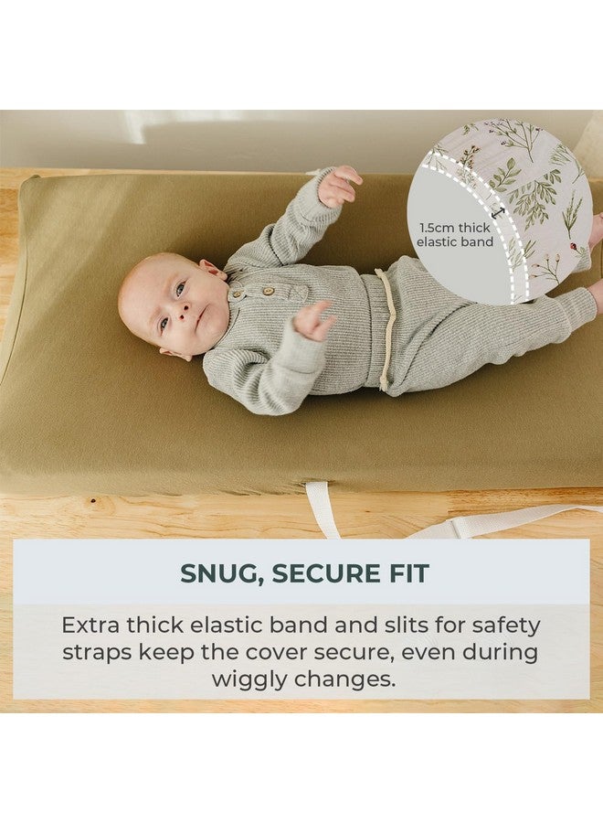 Pobibaby - 2 Pack Premium Changing Pad Cover - Ultra-Soft Jersey Knit, Stylish Ocean Pattern, Safe and Snug for Baby (Gingham Khaki) - Image 3