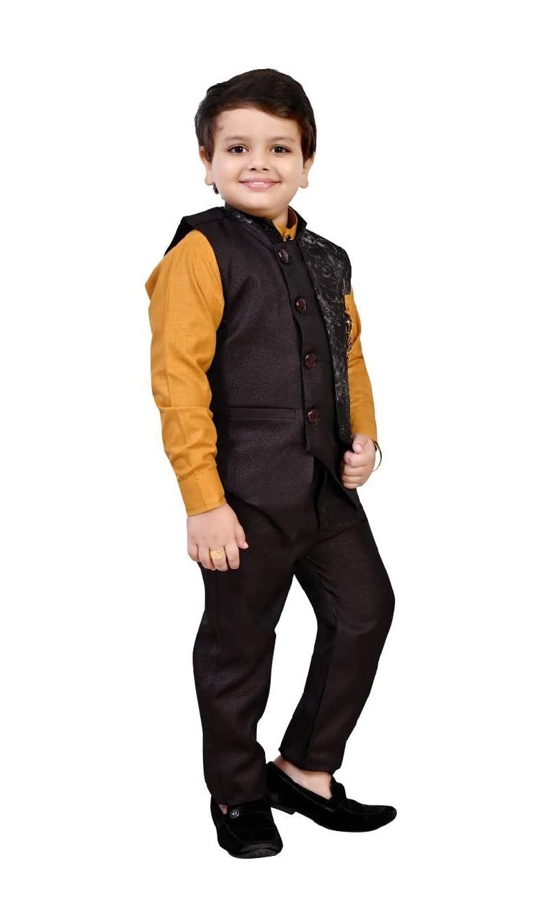 ZOLARIO Cotton Blend Stylish and Versatile 3 Piece Clothing Set Dress for Kids Boys, Coat, Pant and Shirt Set, Ideal for Wedding, Casual and Birthday. (7-8 Years, Maaroon), Printed - Image 4