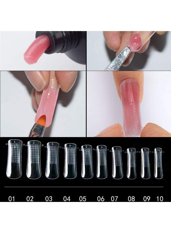 Beuniar Nail Extension Form Tips Clear 100Pcs Poly Gel Acrylic Nails Mold Artificial Dual Forms System Uv Gel Diy Polish Manicure Tool 100Pcs/Case With Scale - Image 5