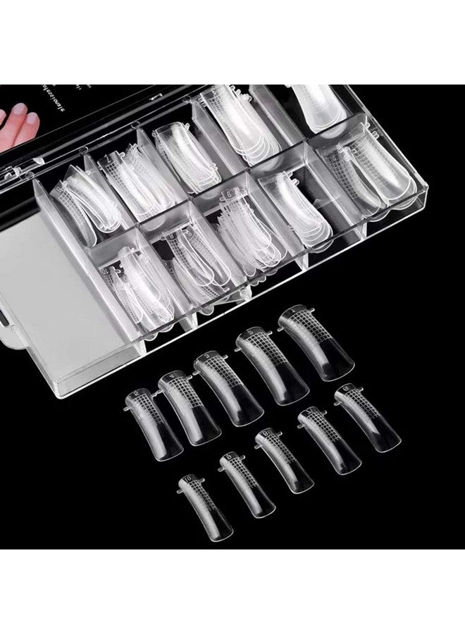 Beuniar Nail Extension Form Tips Clear 100Pcs Poly Gel Acrylic Nails Mold Artificial Dual Forms System Uv Gel Diy Polish Manicure Tool 100Pcs/Case With Scale - Image 2